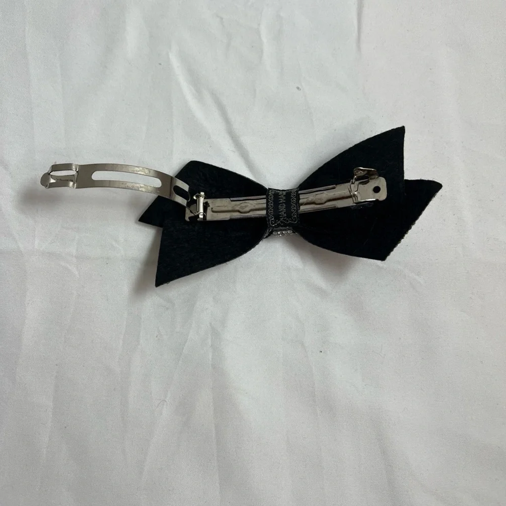 Black and Silver Bow Hair Clip